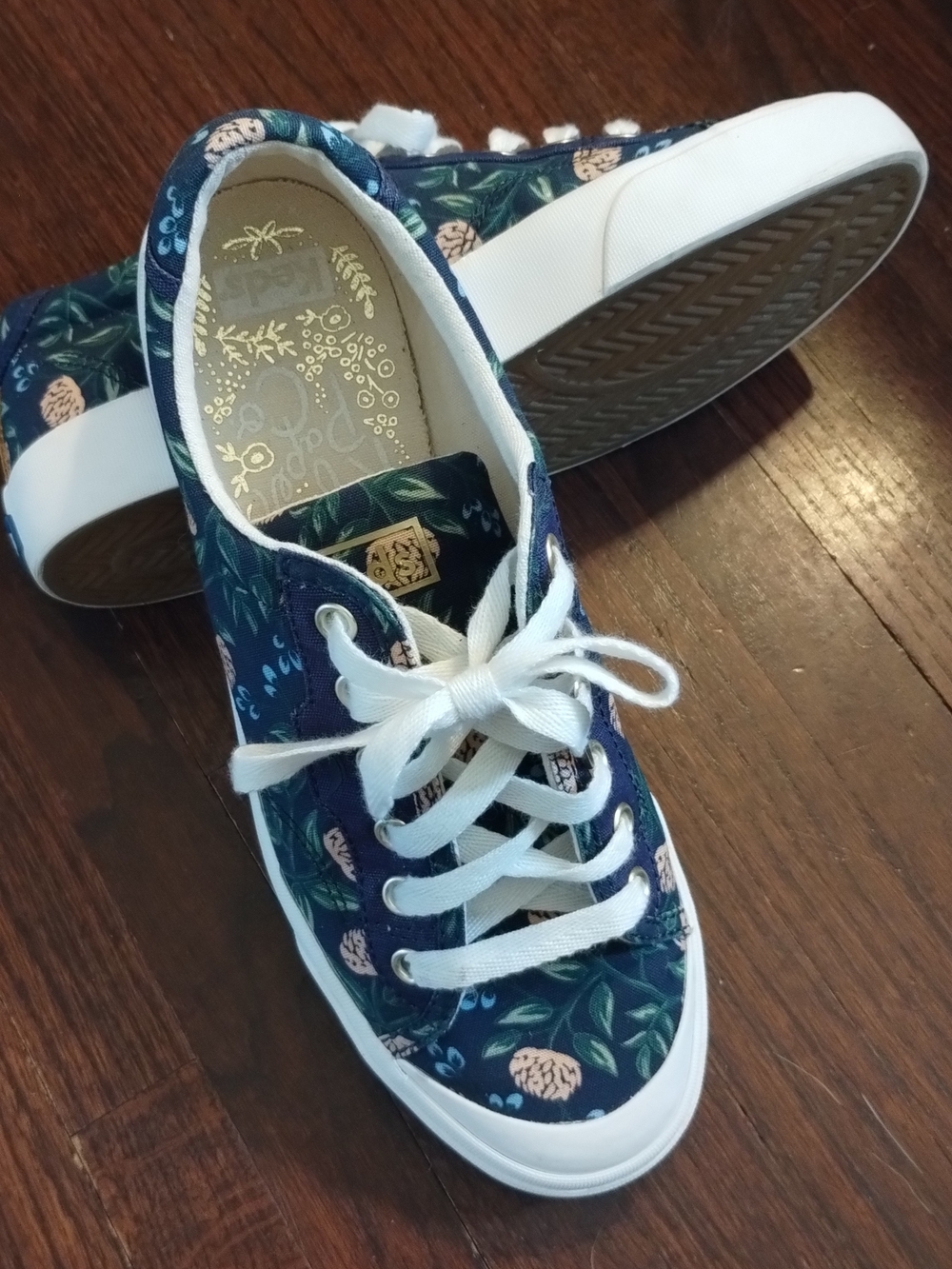 Keds Navy Floral Canvas Sneakers with White Laces
